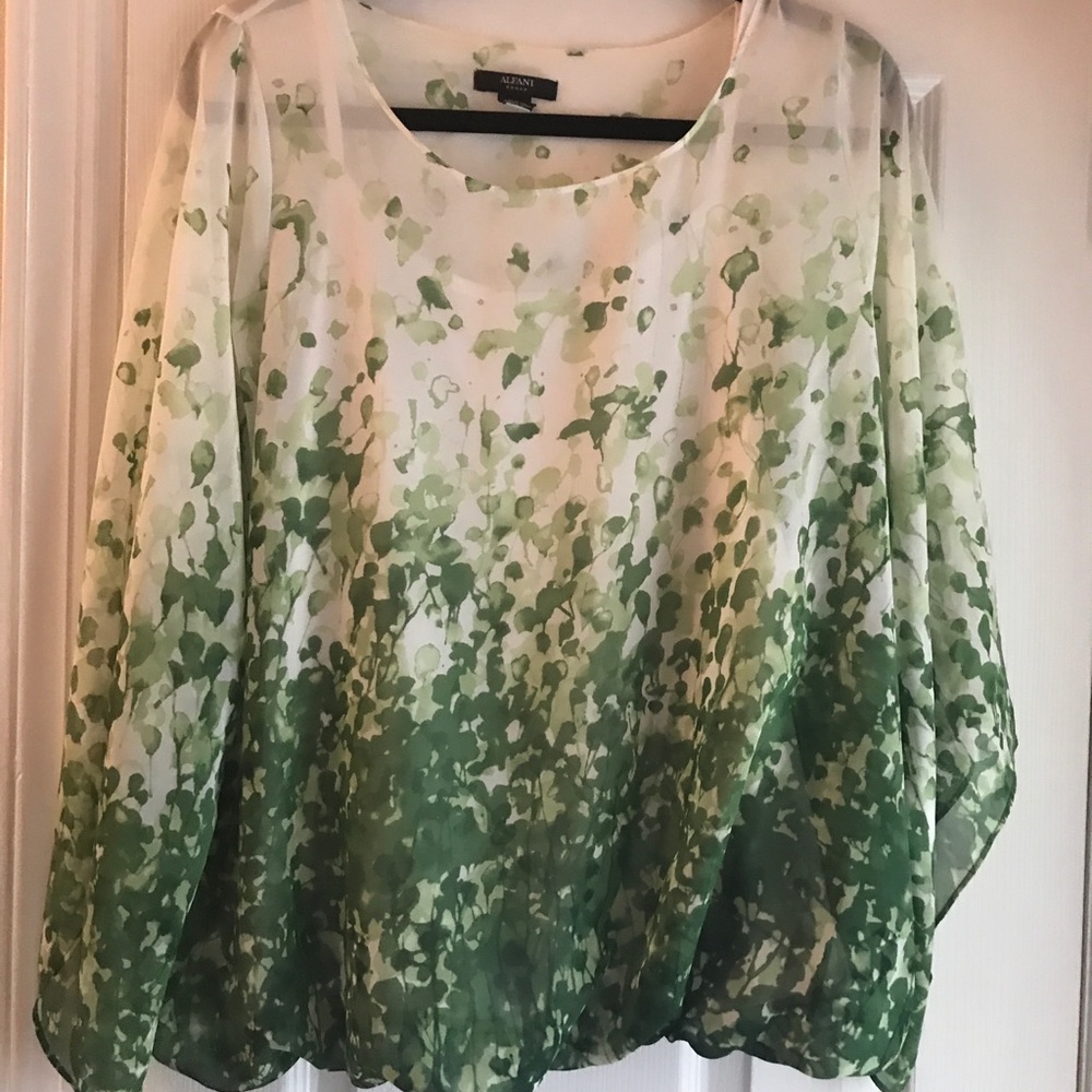Prettiest blouse with a gauzy overlay and attached cami   Alfani. OX nwot